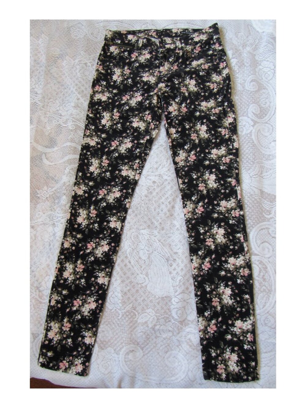 Club Monaco Women Velvet Pants, Floral, sz. 2